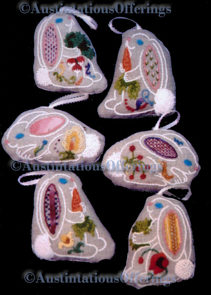 Barrani Bunny Rabbit Ornaments Set Crewel Embroidery Sampler Kit