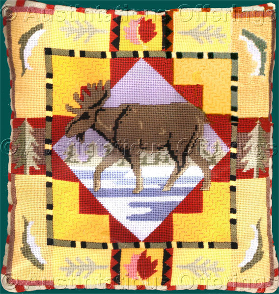JenBrinley Moose Rustic Needlepoint Kit Trout Pine Country Cabin