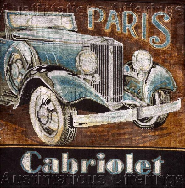 Classic Car Collector Vintage Poster Style Cross Stitch