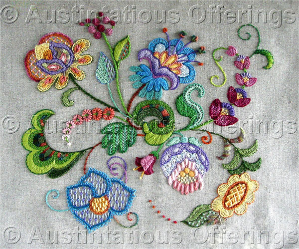 Barrani Jacobean Sampler Crewel Embroidery Kit Cambridge Floral