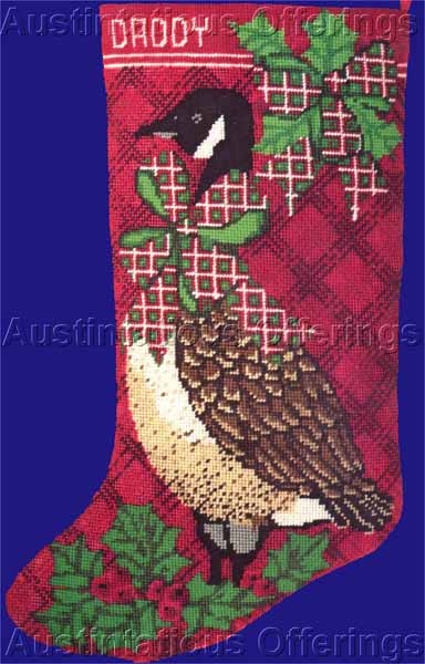 Regal Holiday Goose Needlepoint Stocking Kit Christmas Holly