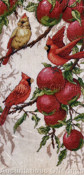 Reinardy Apple Orchard Birds Cross Stitch Kit Cardinal Trio