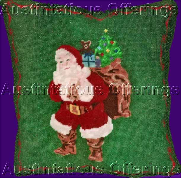 Rare St Nick Counted Needlepoint Pillow Kit Santa and Toys
