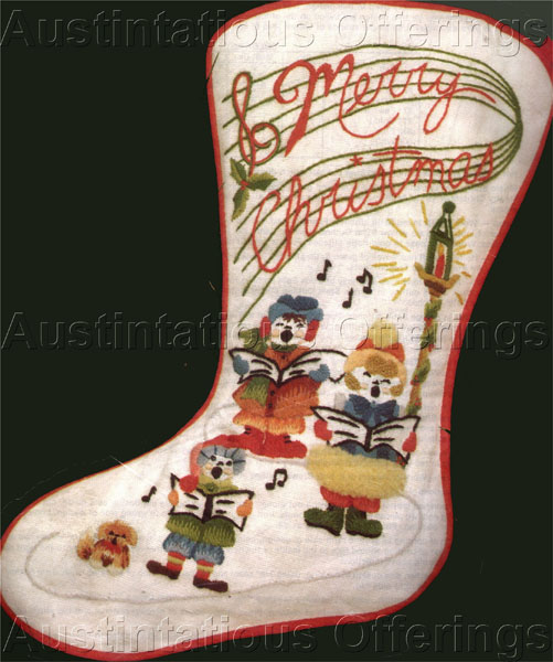 Rare Williams Christmas Carolling Crewel Embroidery Stocking Kit
