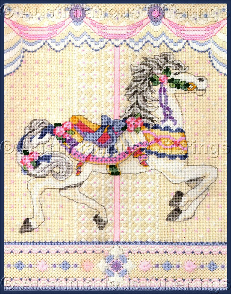 Rare Merry Go Round Horse Counted Needlepoint Kit Carousel Ride