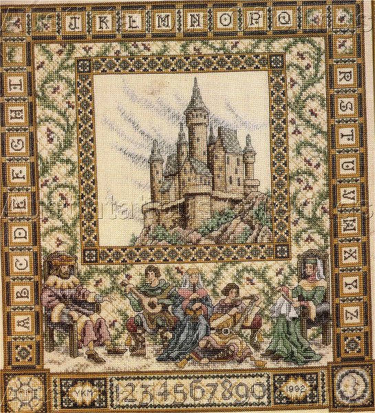 Rare Wentzler Medieval Evenweave Cross Stitch Kit Castle Sampler