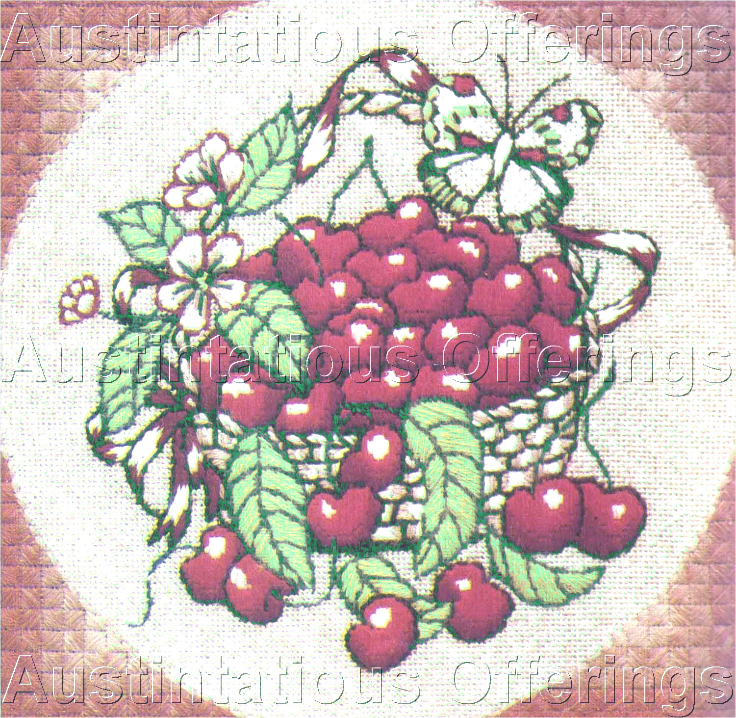 Rare Glorafilia Fruit Basket Needlepoint Kit Ripe Cherries