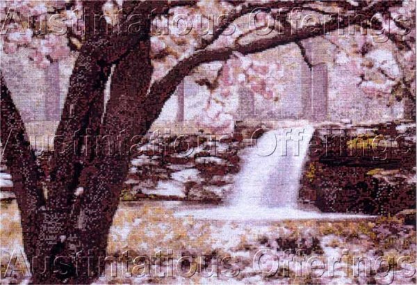 Rare Stepp-Aweau CherryBlossoms Spring Waterfall CrossStitch Kit