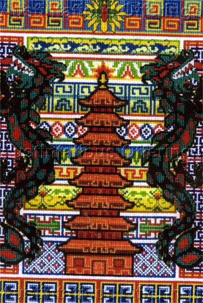 Oriental Sampler Advanced Cross Stitch Kit Dragons Temple