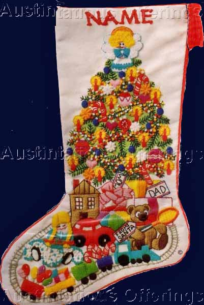 Rare Chris Davenport Crewel Embroidery Christmas Stocking Kit
