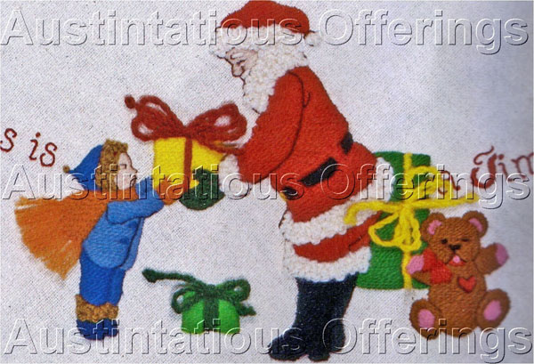 Christmas is Time for Crewel Embroidery Kit TreeSkirt TableCloth