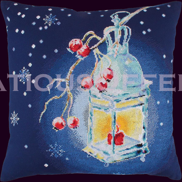 Christmas Lantern Cross Stitch Kit Snowy Winter Night