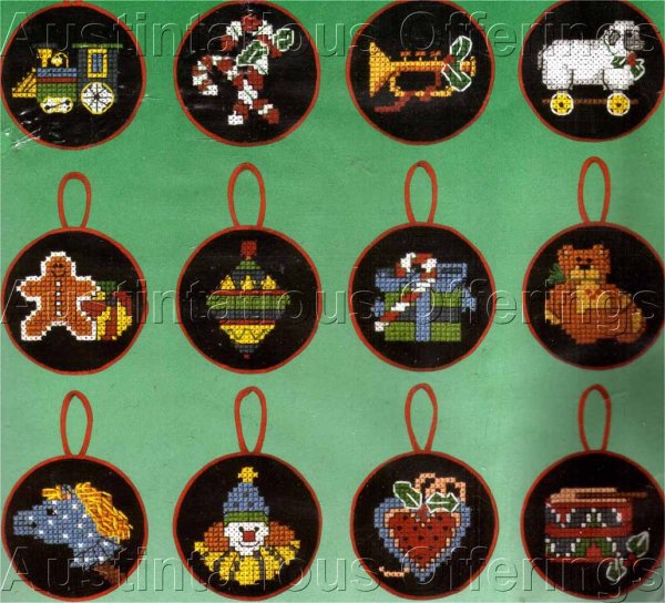 Rare Thompson FolkArt Toys Cross Stitch Ornaments Set Kit Xmas