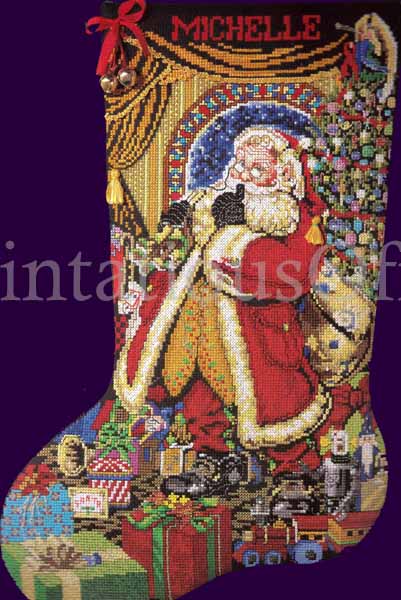 Rare Pinkney Fantasy Santa Cross Stitch Stocking Kit Rt/Left Toe