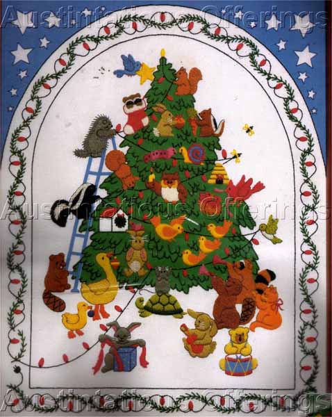 Rare Holiday Tree of Life Crewel Embroidery Kit Ellen Silver