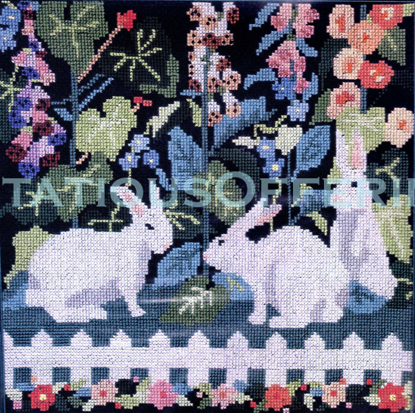 Rare Murray English Garden Bunny Rabbits Foxgloves Cross Stitch Kit