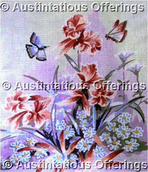 Vintage Collection D'art Floral Butterfly Needlepoint Canvas
