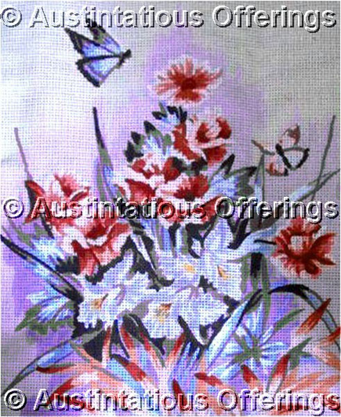Vintage Collection D'art Needlepoint Canvas Butterfly Floral