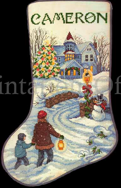 Rare Picken Wintry Walk Cross Stitch Stocking Kit Victorian Home