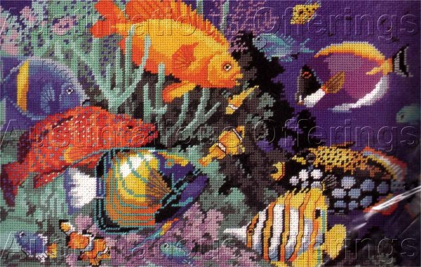 Undersea World Needlepoint Kit Rossi Tropical Fish Coral Reef