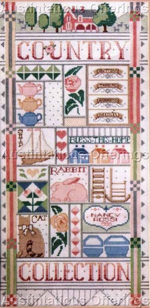 Rare Rossi Country Sampler Cross Stitch Kit Pastels Folk Art