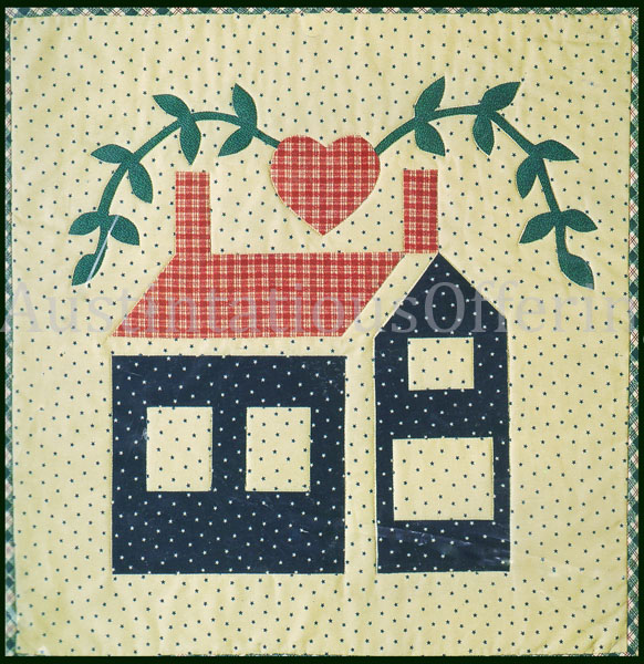 Rare Folk Art Country Cottage Quilt Kit Wall Hanging