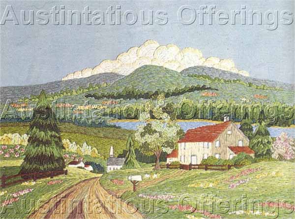 Gosz Summer Country Lake Road Watercolor Crewel Embroidery Kit