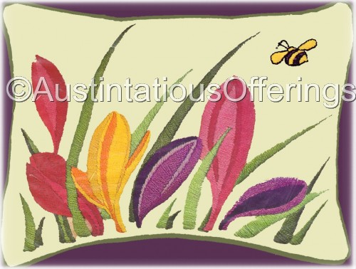Sweet Signs of Spring Crewel Embroidery Kit Colorful Crocuses