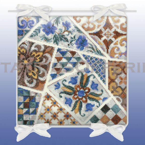Handsome Spanish MosaicTile Pillow CrossStitch Kit Hanging Panel