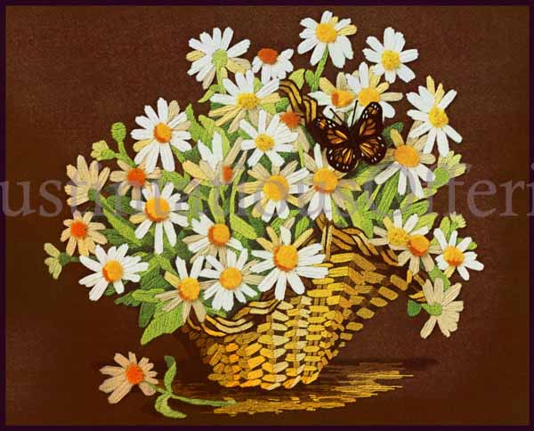 Rare Gerrish DaisyBasket Crewel Embroidery Kit Monarch Butterfly