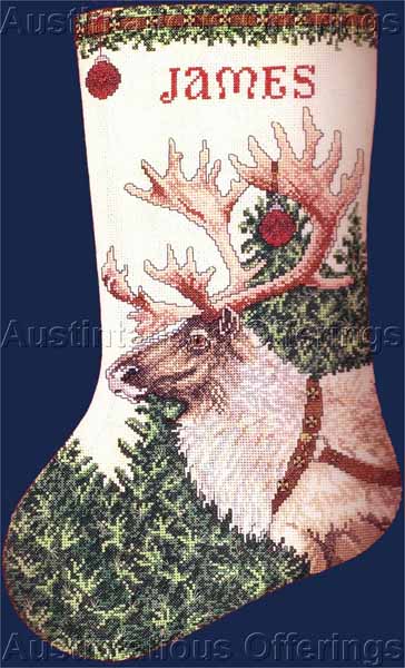 Rare Neal Anderson Christmas Cross Stitch Stocking Kit Reindeer