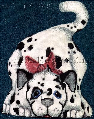 Rare Croteau Spotted Puppy Needlepoint Kit Doorstop Dog