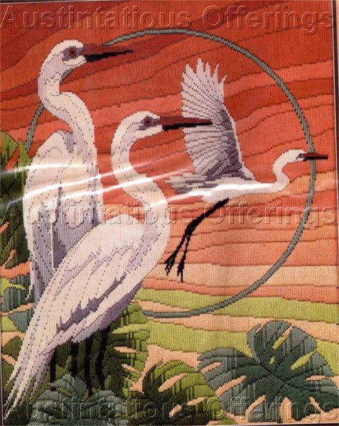 Rare Reinardy Tropical Egrets Longstitch Needlepoint Kit