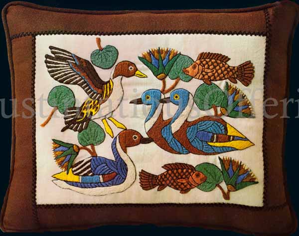 Rare Johnson Egyptian Art Repro Crewel Embroidery Kit Water Pond