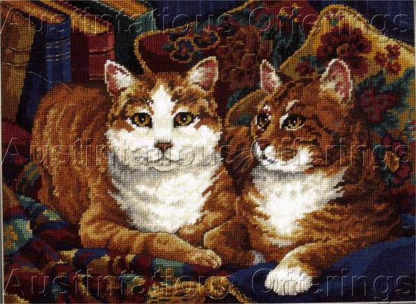 Realistic Carroll Elegant Brown Tiger Cats Needlepoint Kit Tabby