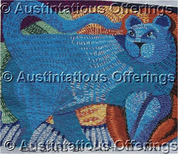 LadyBug Art Repro Jaime Olaya Blue Cat Cross Stitch Kit El Gato
