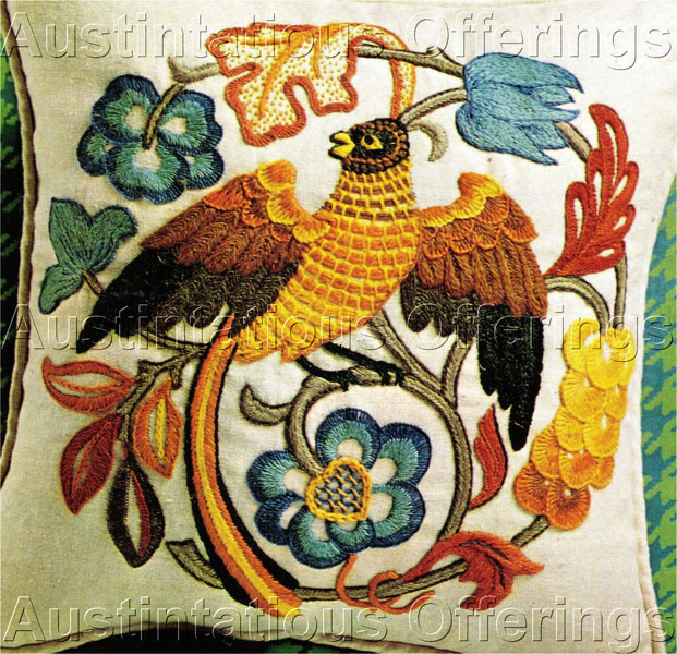 Rare Wilson Folk Art Crewel Embroidery Kit Jacobean Bird