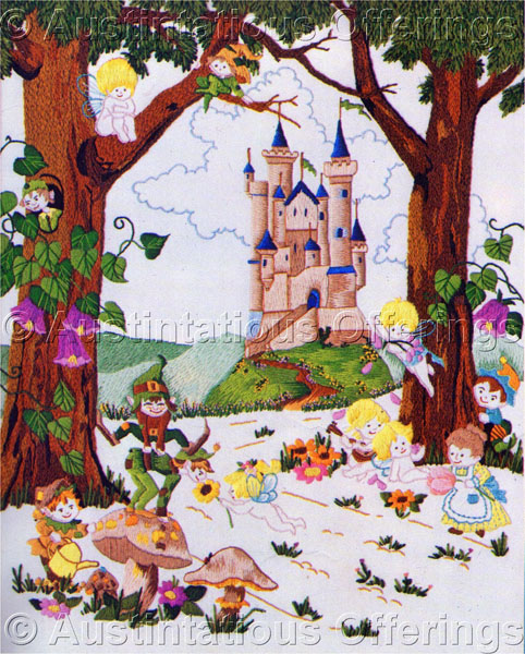 Rare Elf Fairy Fantasy Crewel Embroidery Kit Enchanted Castle