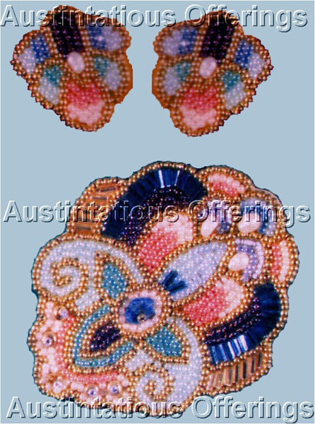 Bead Art  Benson Scrolled Floral Brooch Earrings Set Beading Kit