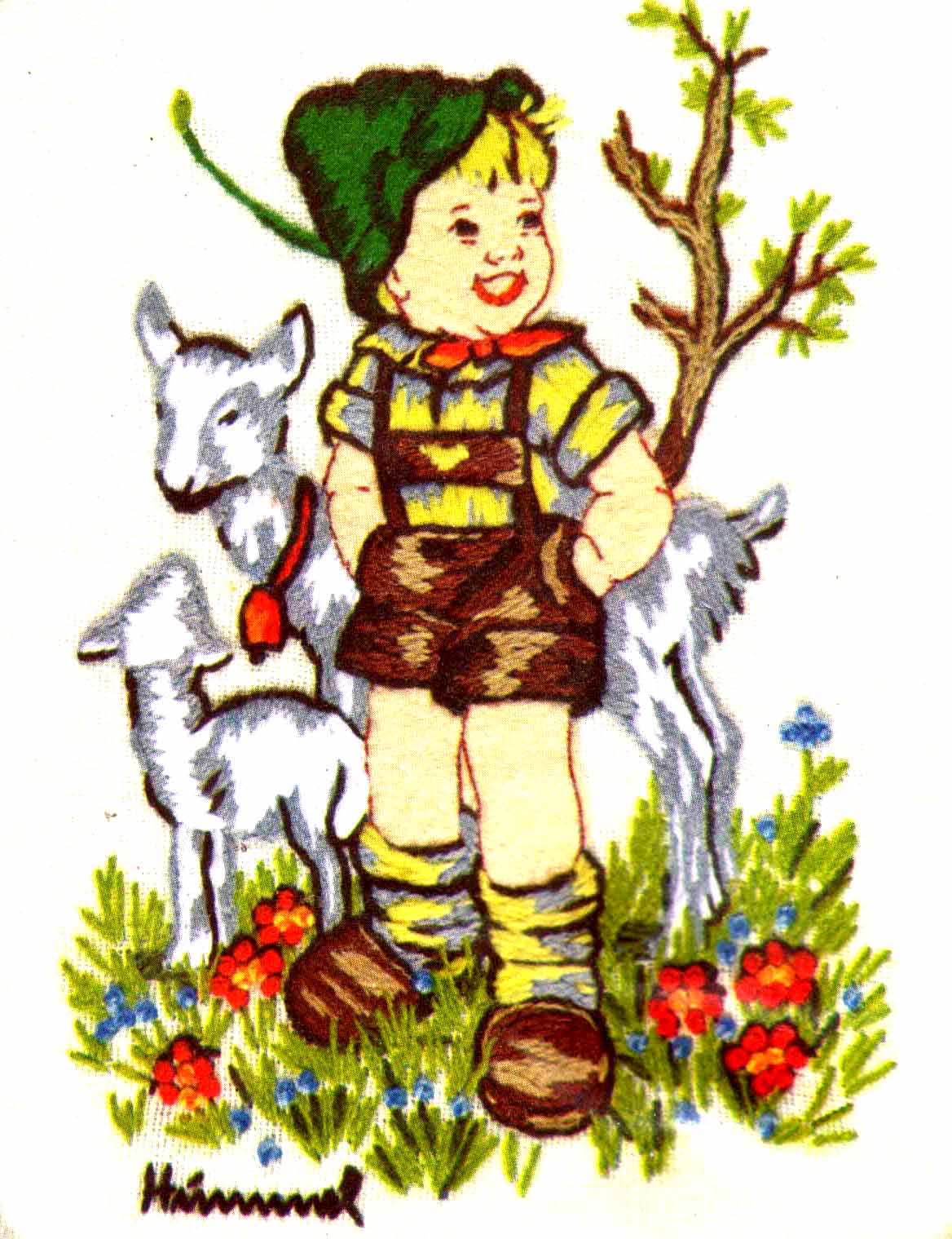 Rare Sister Hummel Child Crewel Embroidery Kit Young Farm Boy