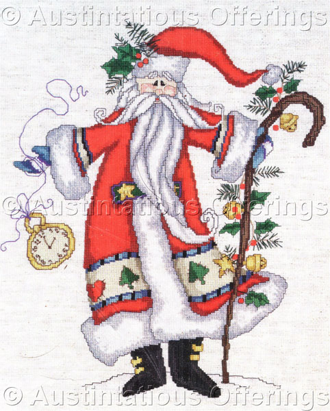 Rare Spry Folk Art Nostalgic Father Christmas Cross Stitch Kit