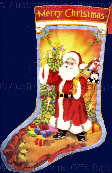 Rare Jennings SantaClaus Christmas CrewelEmbroidery Stocking Kit