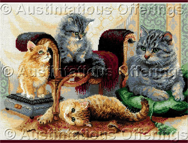 Gusarova Mother Cat and Kittens CrossStitch Kit Pampered Kitties