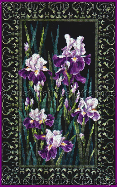 Thompson Elegant Irises CrossStitch Kit Williams Filigree Border