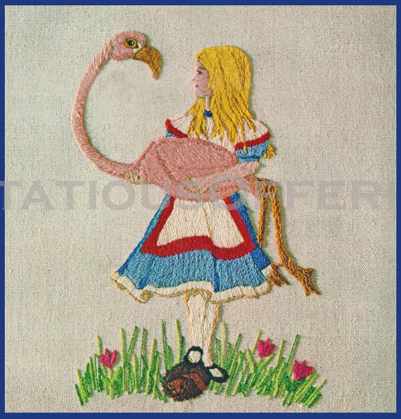 Rare Alice Flamingo Mallet Crewel Embroidery Kit Queens Croquet Ground