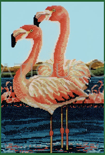 Rare Mayhew Handsome Pink Flamingo Pair Cross Stitch Kit