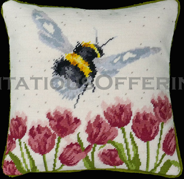 Hannah Dale Wrendale Bumble Bee in Tulips Needlepoint Kit