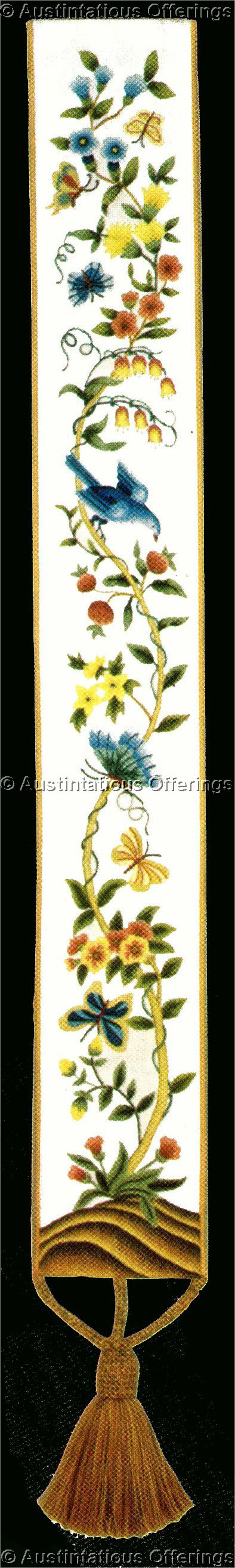 Rare Lee Bluebird Floral Crewel Embroidery BellPull Kit Williams