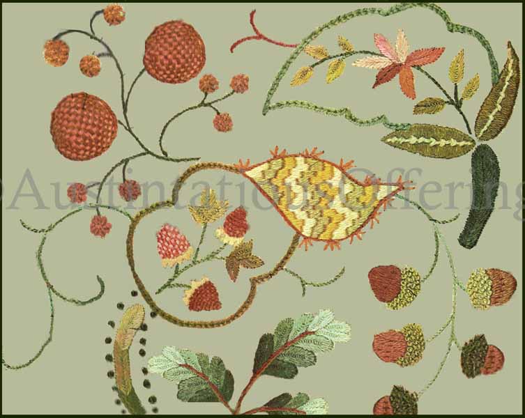 Rare Folk Art Floral Wilson Crewel Embroidery Kit Heat Transfer