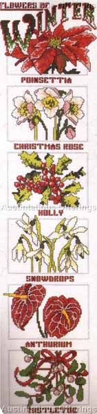 Rare Reinardy Winter Flowers Cross Stitch Kit Christmas Foliage